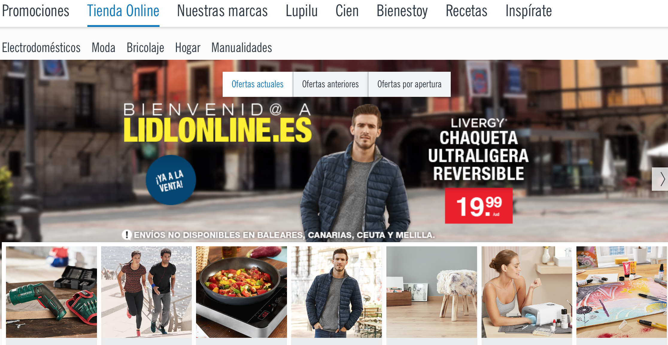 Front page de la tienda online de Lidl