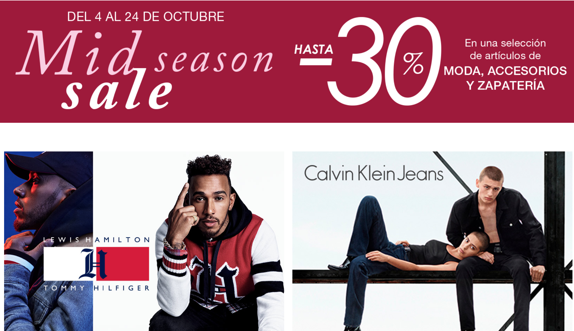 Front page de El Corte Inglés y su Mid Season Sales