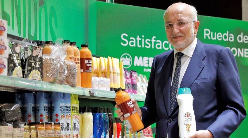 Juan Roig en una rueda de prensa de Mercadona