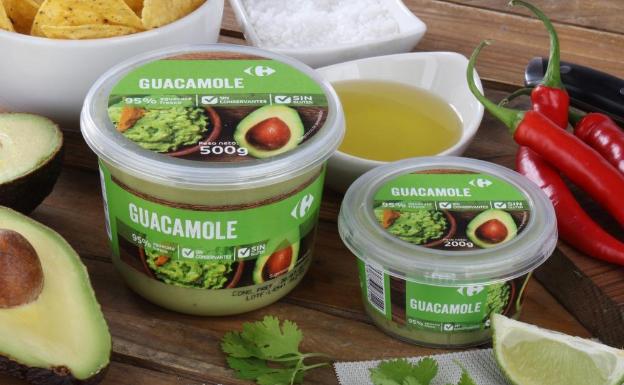 Guacamole sin gluten de marca blanca Carrefour: 95 por ciento de aguacate