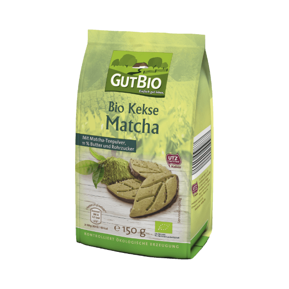 Galletas ecológicas Gutbio sabor té matcha y manzana con semillas chía en Aldi: beneficios